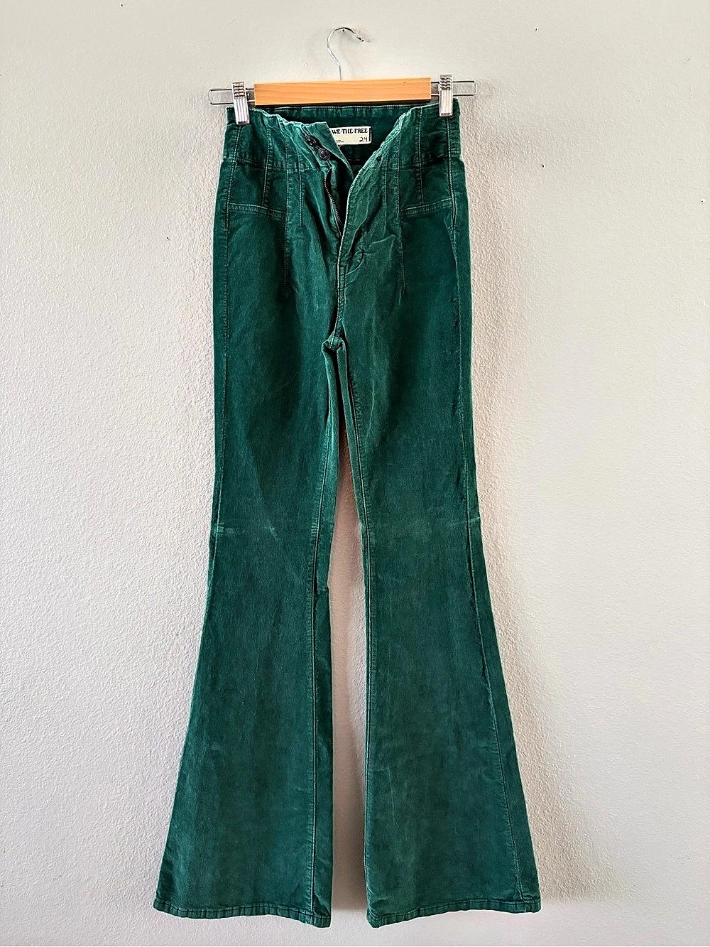 Free People We The Free Jayde Corduroy Flare Pants Green